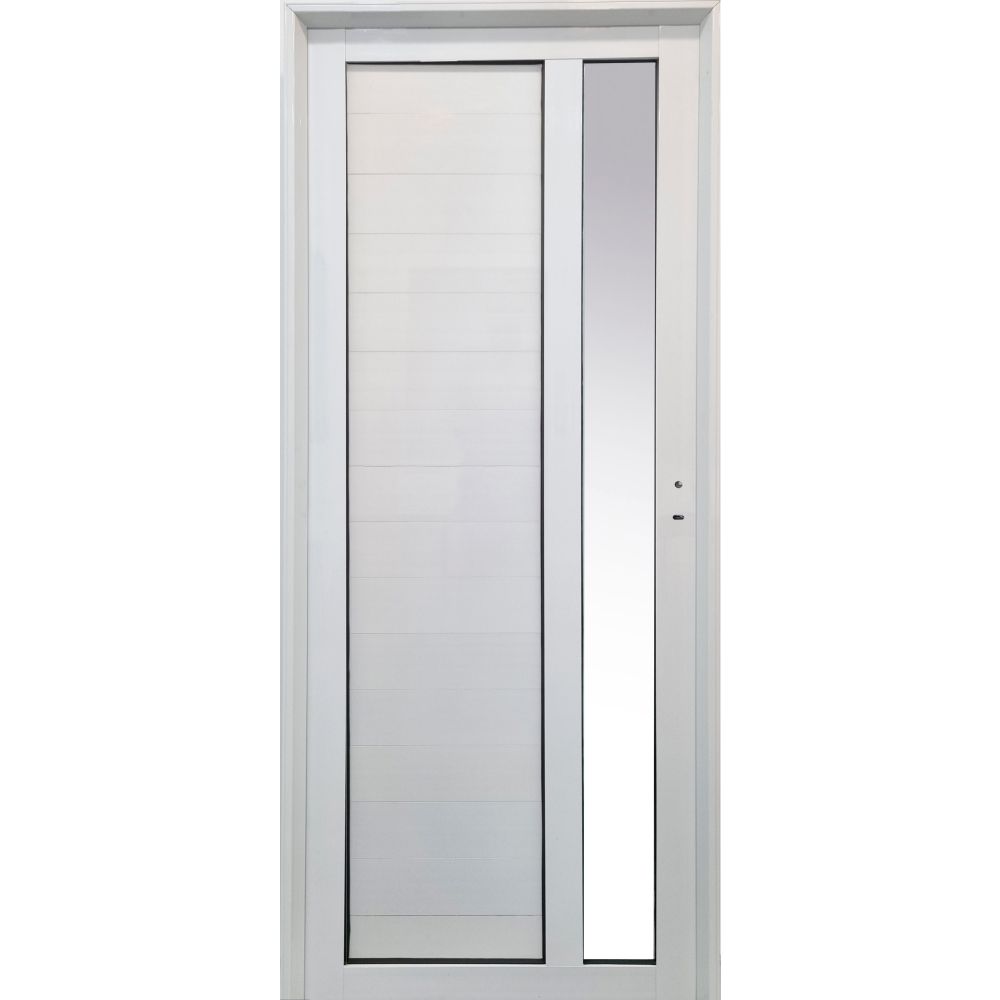 Puerta Clasic Aluminio 080x200 Tablero tubular vidrio laterlal Cod:C140