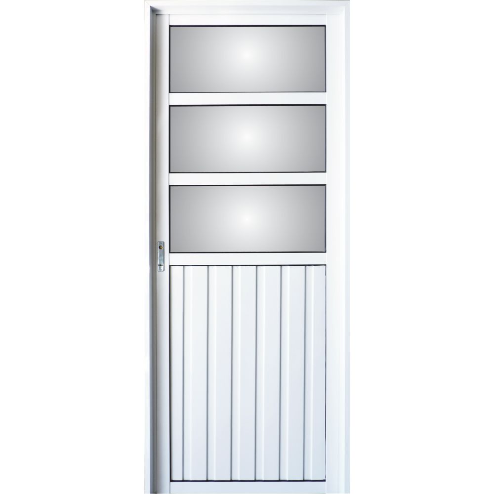 Puerta Eco Aluminio combinada 080x200 1/2 vidrio repartido horizontal Cod:L030 