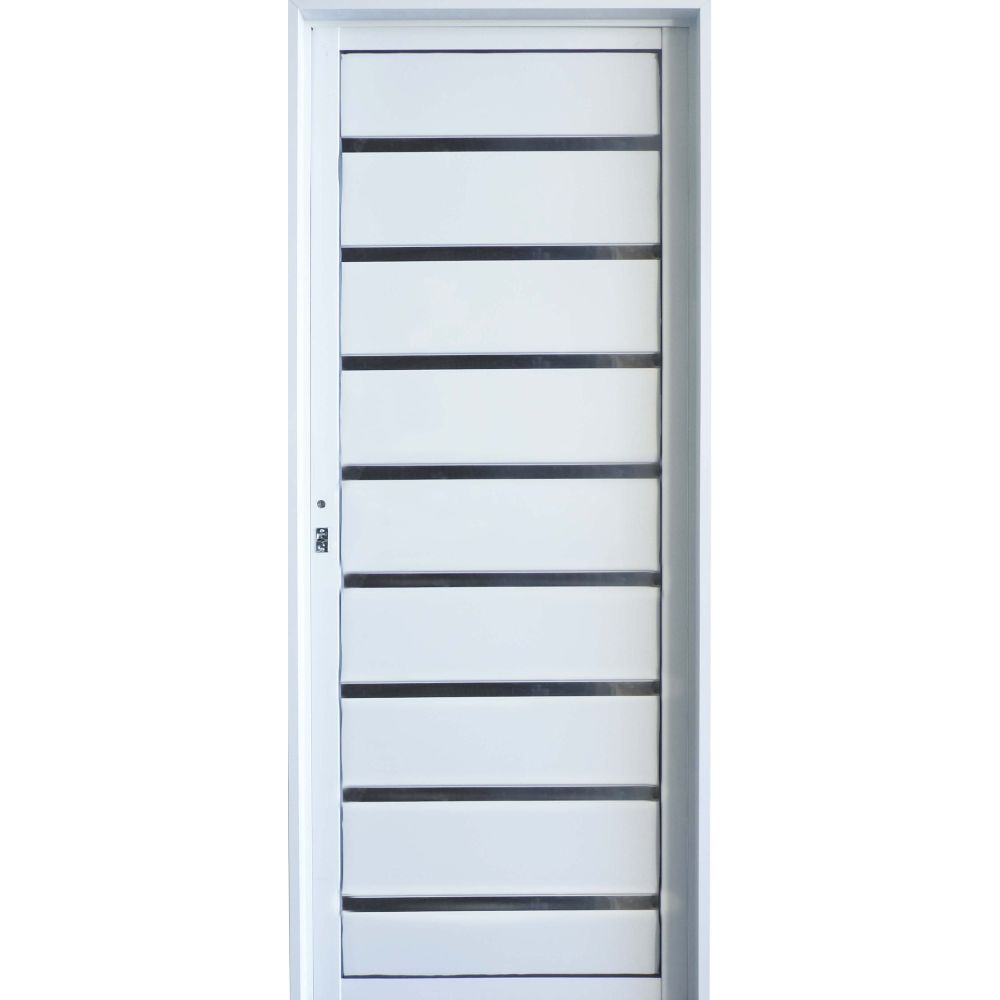 Puerta Eco Aluminio combinada 080x200 Ciega tablero horizontal con aplique Cod:L980