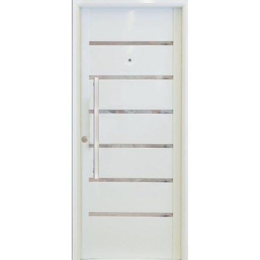 Puerta Galva 088x205 de 7 tableros con detalle en acero Cod G770