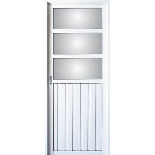 Puerta Eco Aluminio combinada 080x200 1/2 vidrio repartido horizontal Cod:L030 