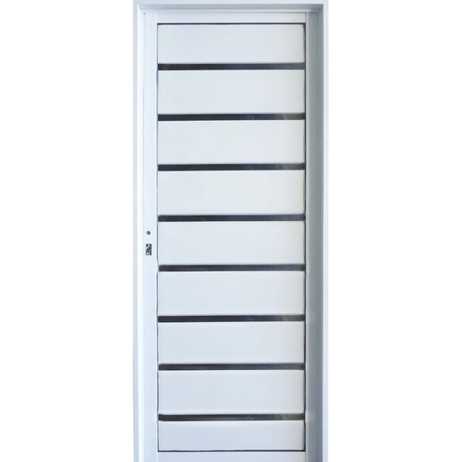 Puerta Eco Aluminio combinada 080x200 Ciega tablero horizontal con aplique Cod:L980